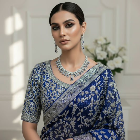 Jewelry set with necklace and earrings on a black background